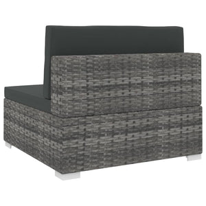 Seduta Centrale Modulare 1 pz con Cuscini in Polyrattan Grigio 46795