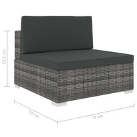 Seduta Centrale Modulare 1 pz con Cuscini in Polyrattan Grigio cod mxl 74030