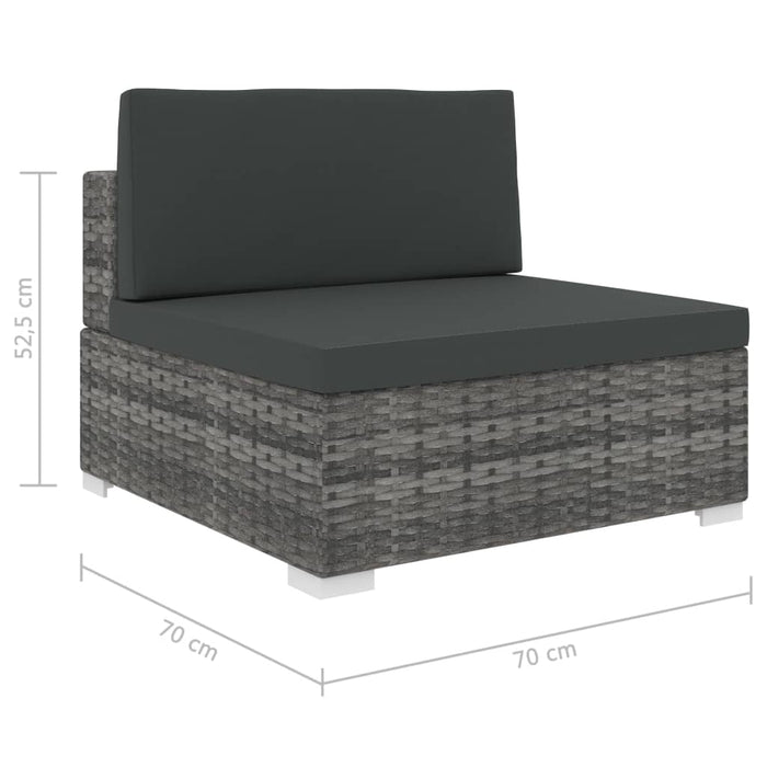 Seduta Centrale Modulare 1 pz con Cuscini in Polyrattan Grigio 46795