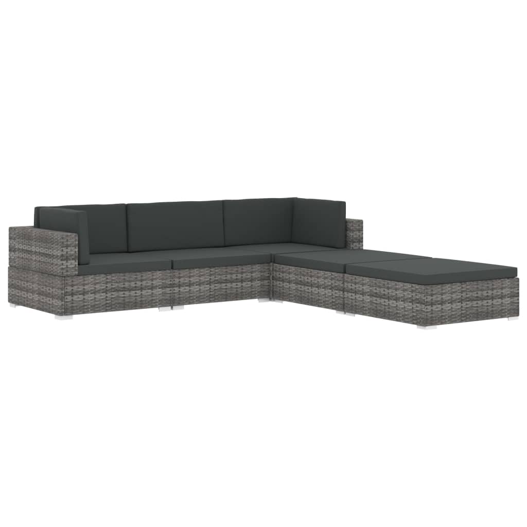 Seduta Centrale Modulare 1 pz con Cuscini in Polyrattan Grigio 46795