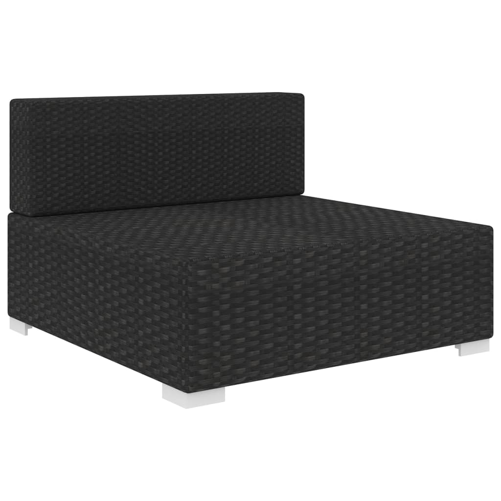 Seduta Centrale Modulare 1 pz con Cuscini in Polyrattan Nero 46796
