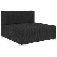 Seduta Centrale Modulare 1 pz con Cuscini in Polyrattan Nero 46796