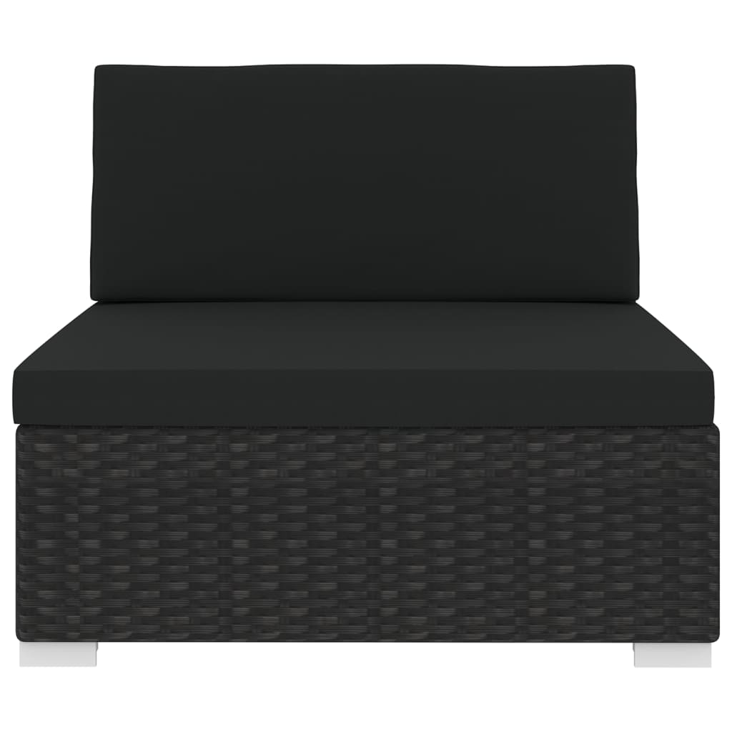Seduta Centrale Modulare 1 pz con Cuscini in Polyrattan Nero 46796