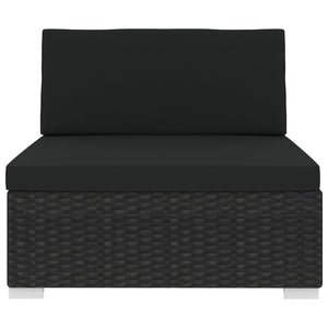 Seduta Centrale Modulare 1 pz con Cuscini in Polyrattan Nero 46796