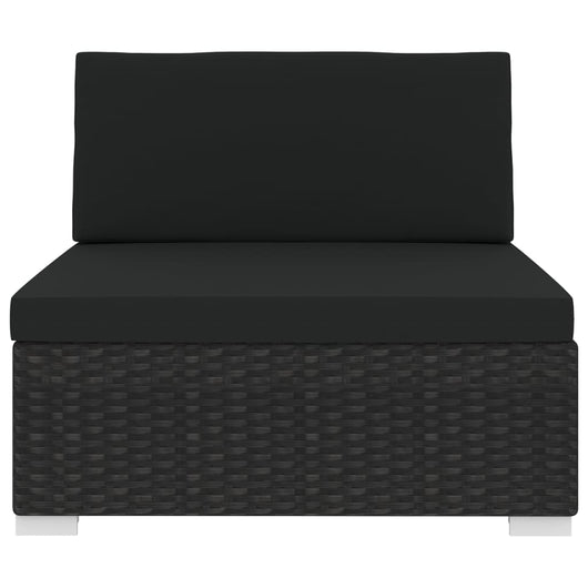 Seduta Centrale Modulare 1 pz con Cuscini in Polyrattan Nero 46796