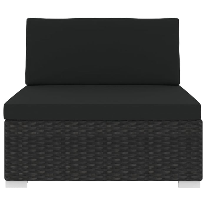 Seduta Centrale Modulare 1 pz con Cuscini in Polyrattan Nero 46796