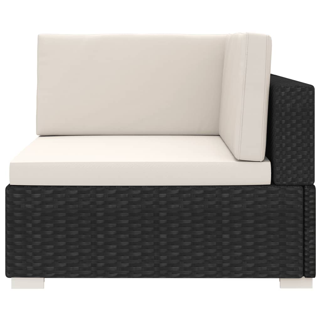 Poltrona Modulare ad Angolo 1 pz con Cuscini in Polyrattan Nero 46798