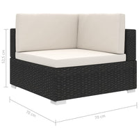 Poltrona Modulare ad Angolo 1 pz con Cuscini in Polyrattan Nero 46798