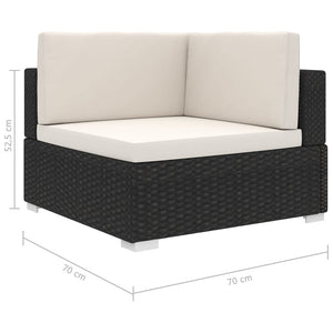 Poltrona Modulare ad Angolo 1 pz con Cuscini in Polyrattan Nero 46798