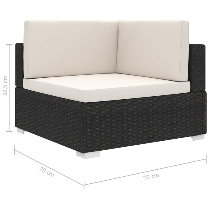 Poltrona Modulare ad Angolo 1 pz con Cuscini in Polyrattan Nero 46798