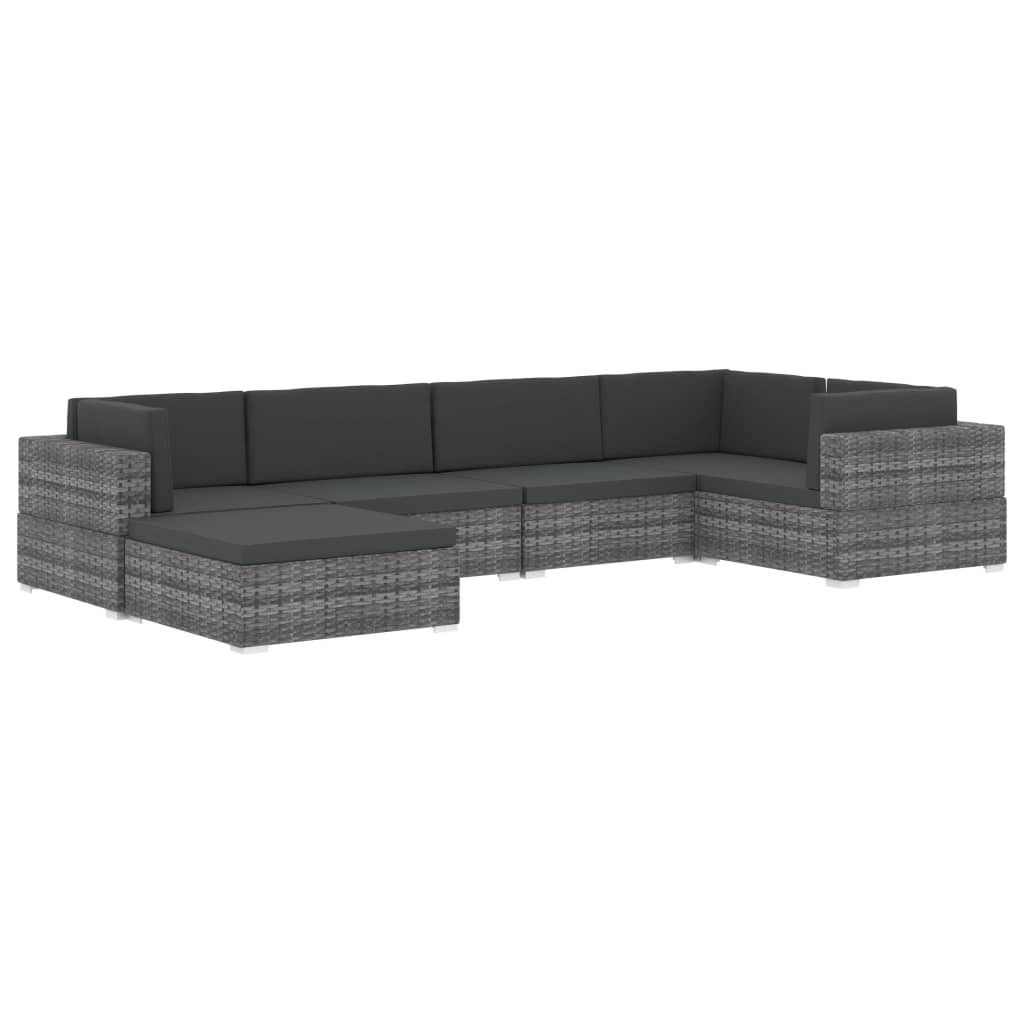 Poltrona Modulare ad Angolo 1 pz con Cuscini in Polyrattan Nero 46798