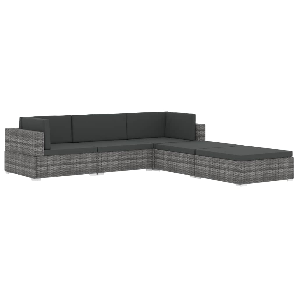 Poltrona Modulare ad Angolo 1 pz con Cuscini in Polyrattan Nero 46798