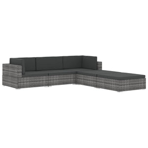 Poltrona Modulare ad Angolo 1 pz con Cuscini in Polyrattan Nero 46798