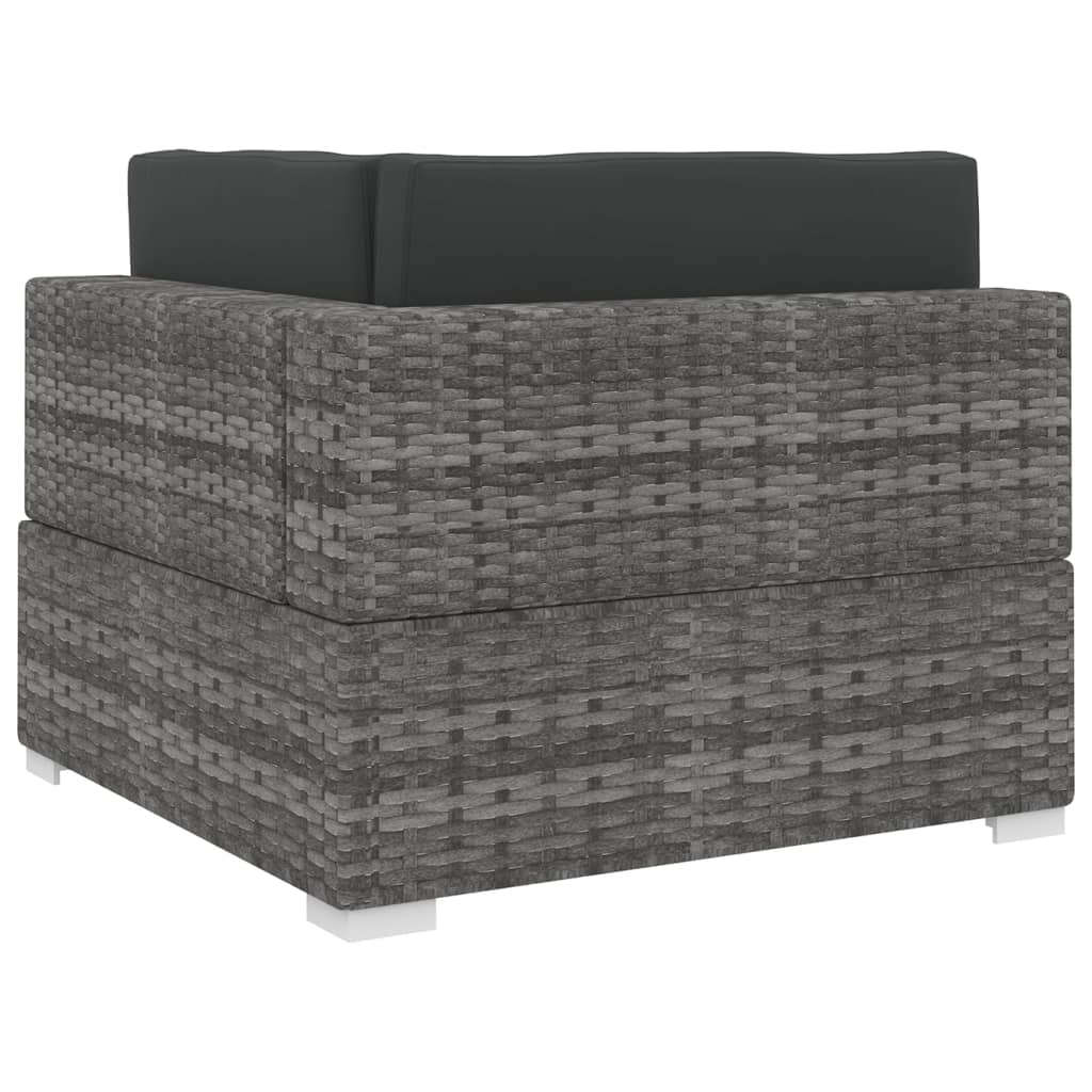 Poltrona Modulare ad Angolo 1 pz con Cuscini Polyrattan Grigio 46799