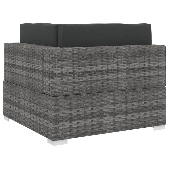 Poltrona Modulare ad Angolo 1 pz con Cuscini Polyrattan Grigio 46799