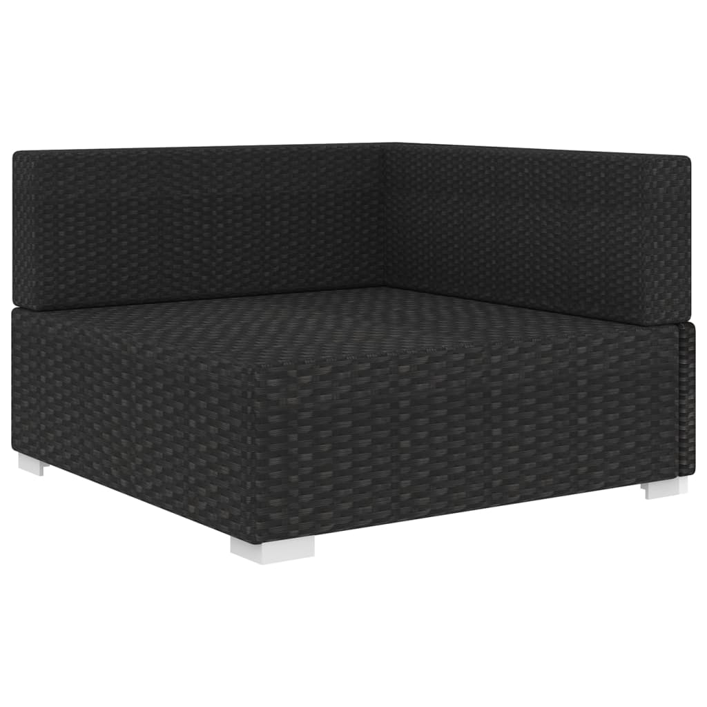 Poltrona Modulare ad Angolo 1 pz con Cuscini in Polyrattan Nero 46800