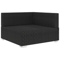Poltrona Modulare ad Angolo 1 pz con Cuscini in Polyrattan Nero 46800