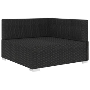Poltrona Modulare ad Angolo 1 pz con Cuscini in Polyrattan Nero 46800