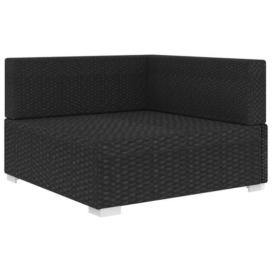 Poltrona Modulare ad Angolo 1 pz con Cuscini in Polyrattan Nero 46800