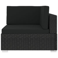 Poltrona Modulare ad Angolo 1 pz con Cuscini in Polyrattan Nero 46800