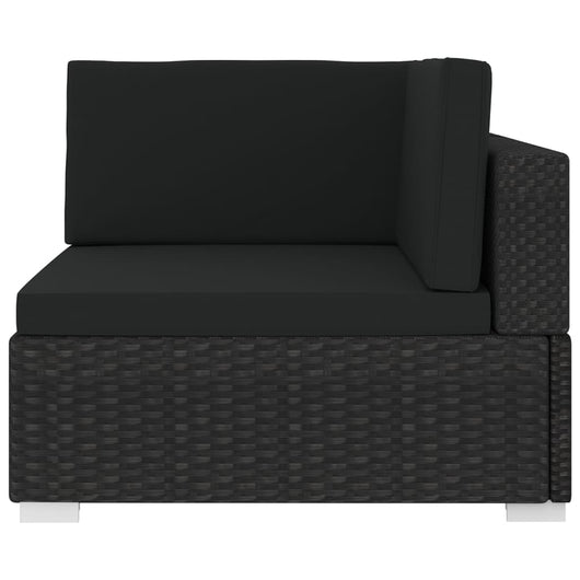 Poltrona Modulare ad Angolo 1 pz con Cuscini in Polyrattan Nero 46800
