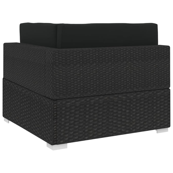 Poltrona Modulare ad Angolo 1 pz con Cuscini in Polyrattan Nero 46800