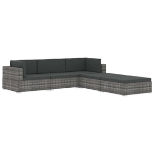 Poltrona Modulare ad Angolo 1 pz con Cuscini in Polyrattan Nero 46800