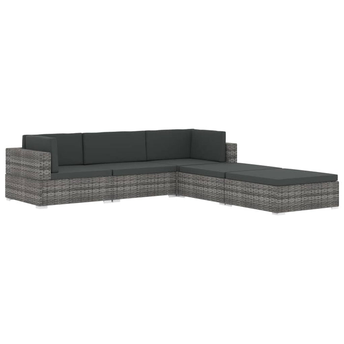 Poltrona Modulare ad Angolo 1 pz con Cuscini in Polyrattan Nero 46800