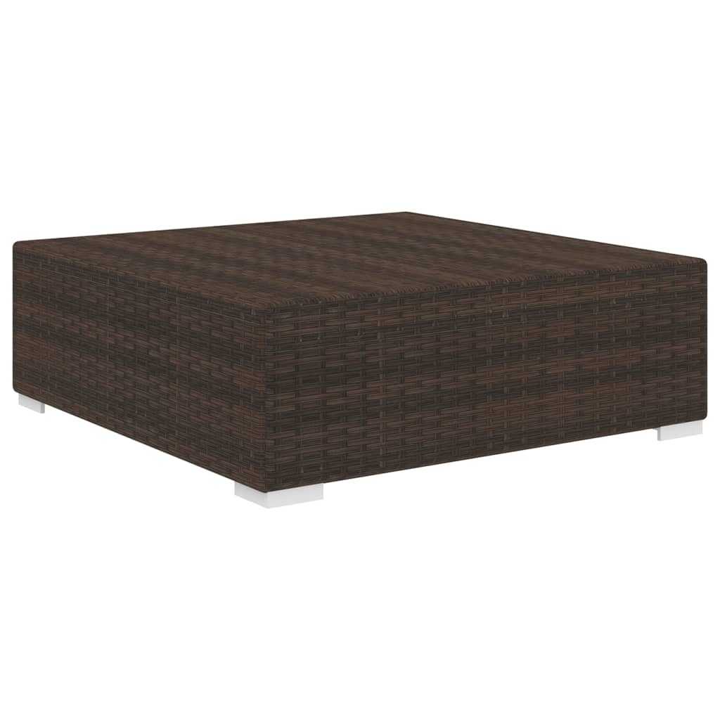 Poggiapiedi Modulare 1 pz con Cuscino in Polyrattan Marrone 46801