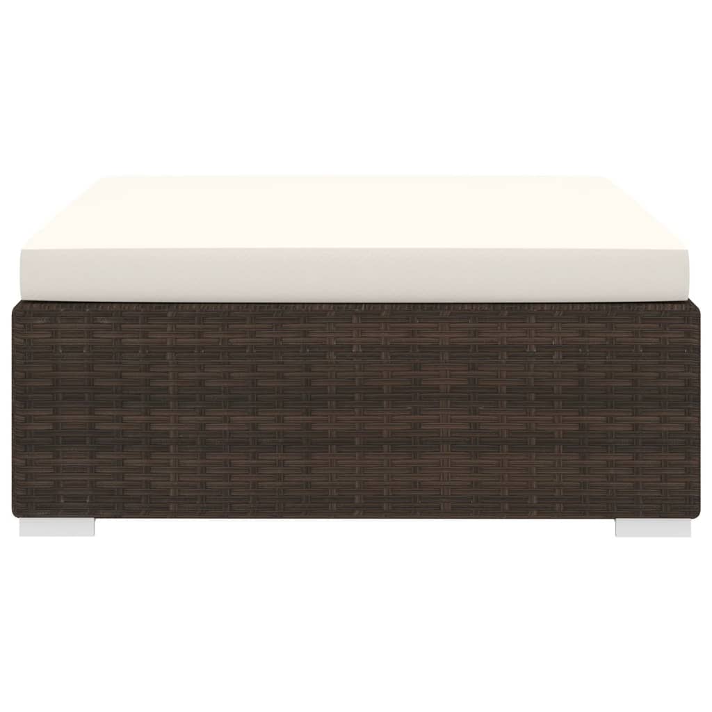 Poggiapiedi Modulare 1 pz con Cuscino in Polyrattan Marrone 46801