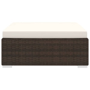 Poggiapiedi Modulare 1 pz con Cuscino in Polyrattan Marrone 46801