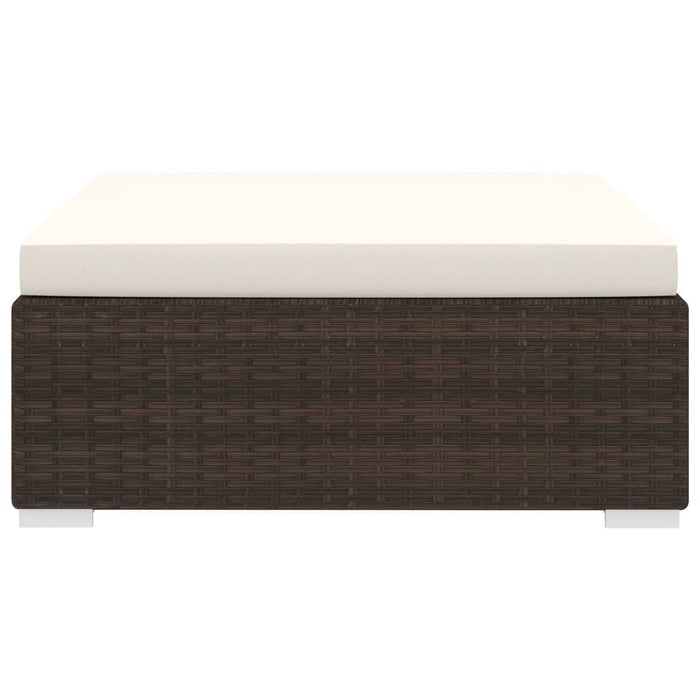 Poggiapiedi Modulare 1 pz con Cuscino in Polyrattan Marrone 46801