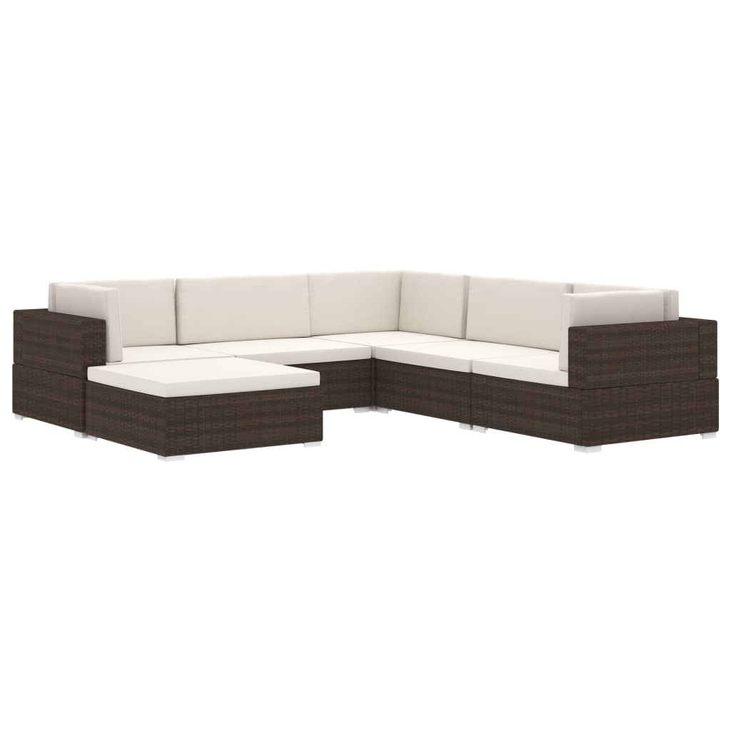 Poggiapiedi Modulare 1 pz con Cuscino in Polyrattan Marrone 46801