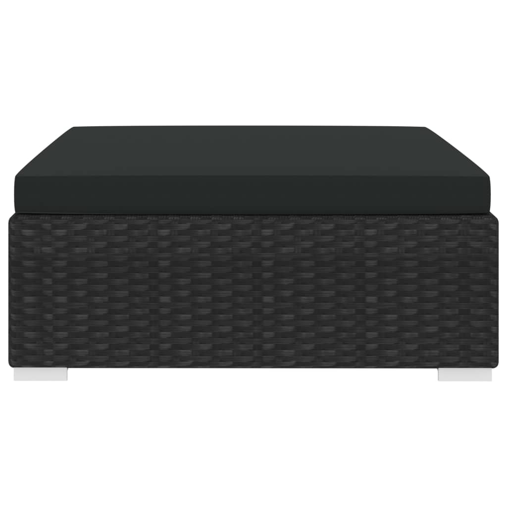 Poggiapiedi Modulare 1 pz con Cuscino in Polyrattan Nero 46804