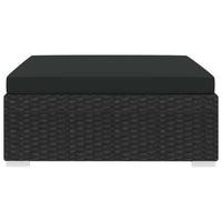 Poggiapiedi Modulare 1 pz con Cuscino in Polyrattan Nero 46804