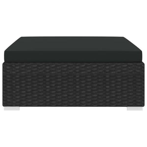 Poggiapiedi Modulare 1 pz con Cuscino in Polyrattan Nero 46804