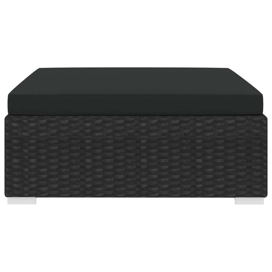 Poggiapiedi Modulare 1 pz con Cuscino in Polyrattan Nero 46804