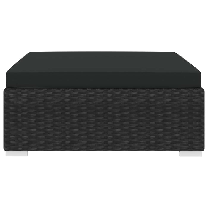 Poggiapiedi Modulare 1 pz con Cuscino in Polyrattan Nero 46804