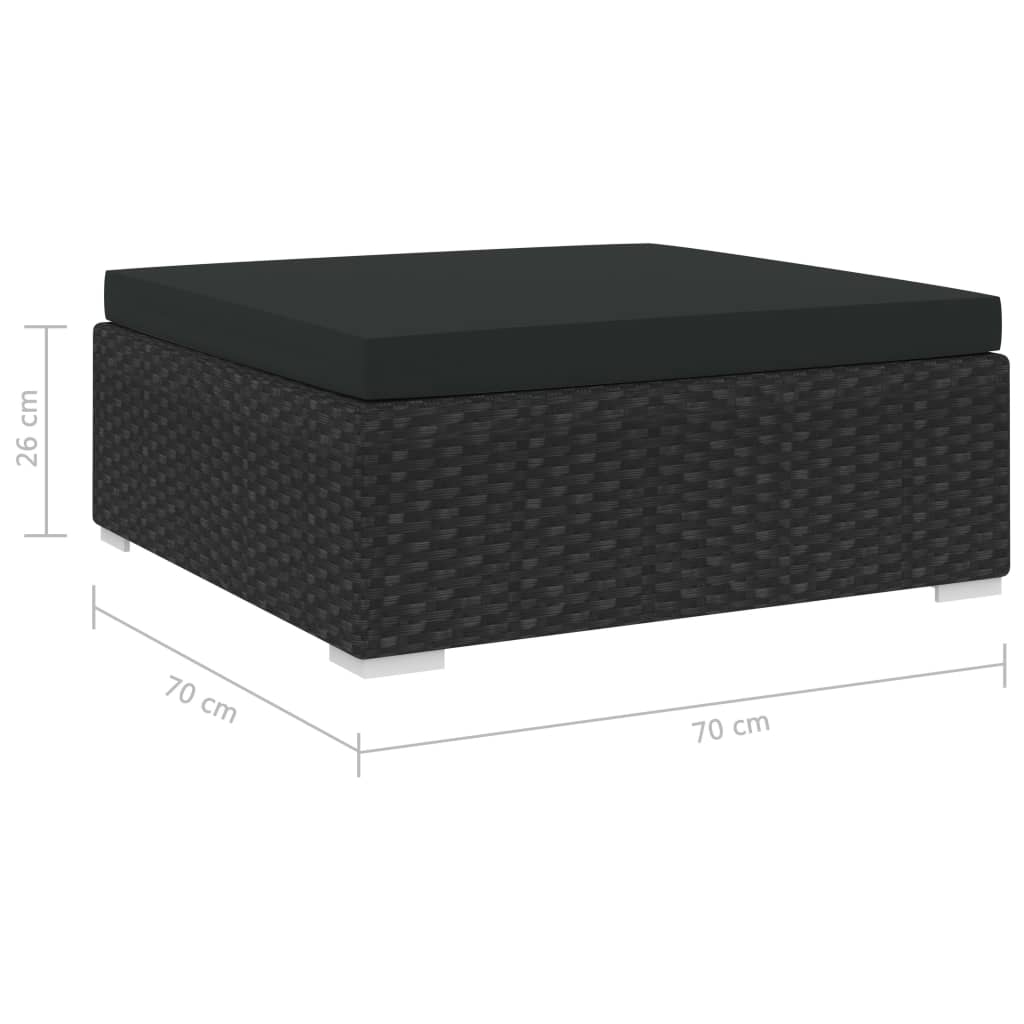 Poggiapiedi Modulare 1 pz con Cuscino in Polyrattan Nero 46804
