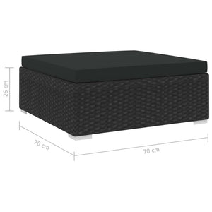 Poggiapiedi Modulare 1 pz con Cuscino in Polyrattan Nero 46804