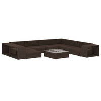 Set Divani da Giardino 10 pz con Cuscini in Polyrattan Marrone