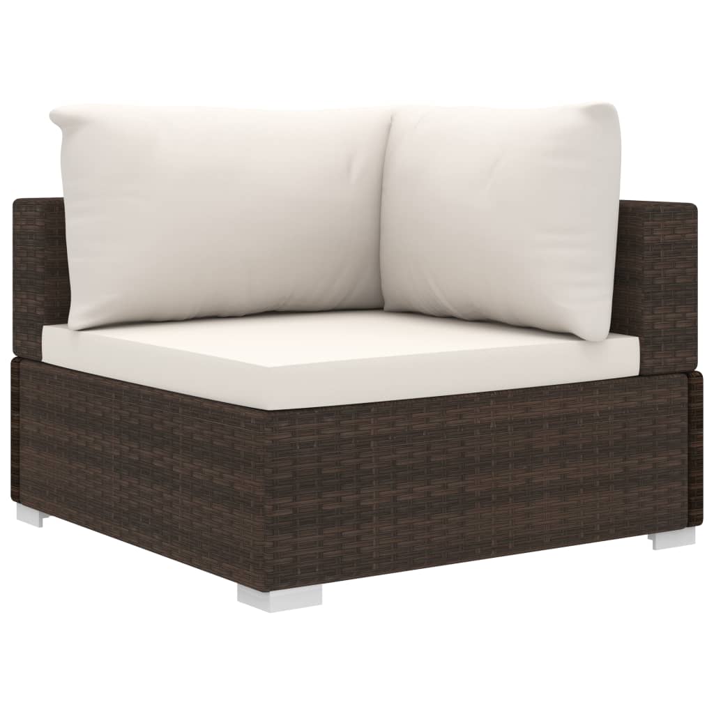 Set Divani da Giardino 10 pz con Cuscini in Polyrattan Marrone