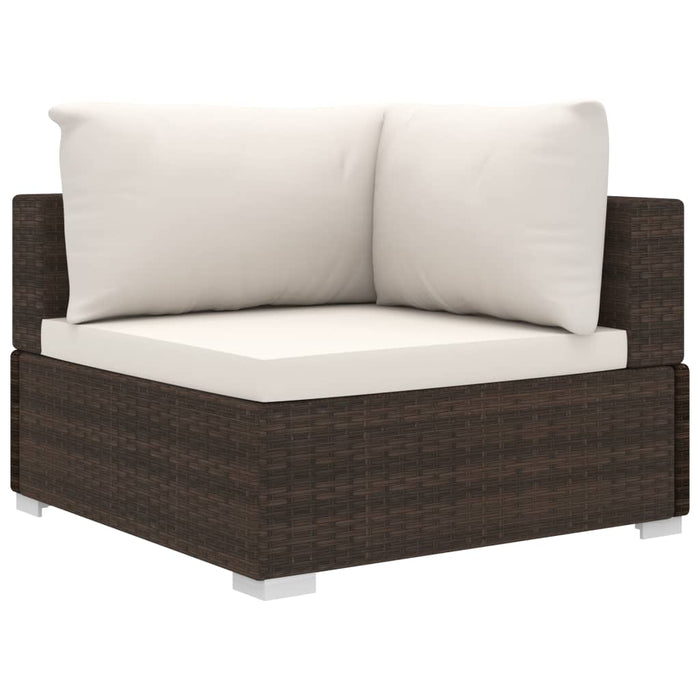 Set Divani da Giardino 10 pz con Cuscini in Polyrattan Marrone