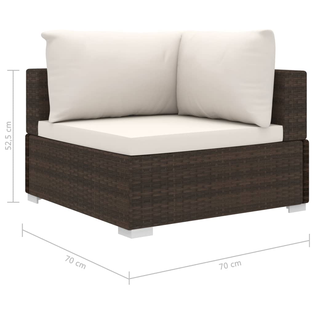 Set Divani da Giardino 10 pz con Cuscini in Polyrattan Marrone