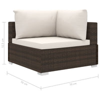 Set Divani da Giardino 10 pz con Cuscini in Polyrattan Marrone
