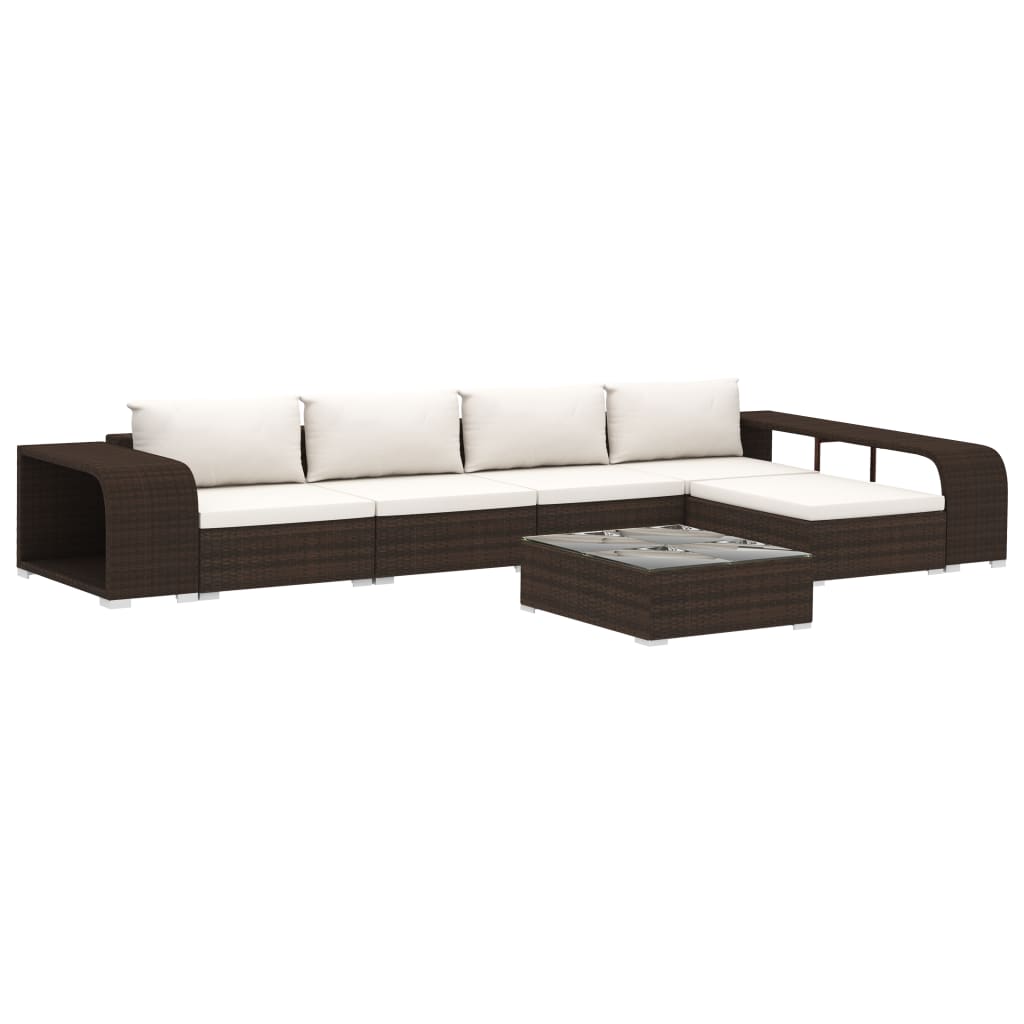Set Divani da Giardino 8 pz con Cuscini in Polyrattan Marrone 46818