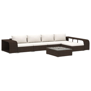 Set Divani da Giardino 8 pz con Cuscini in Polyrattan Marrone 46818
