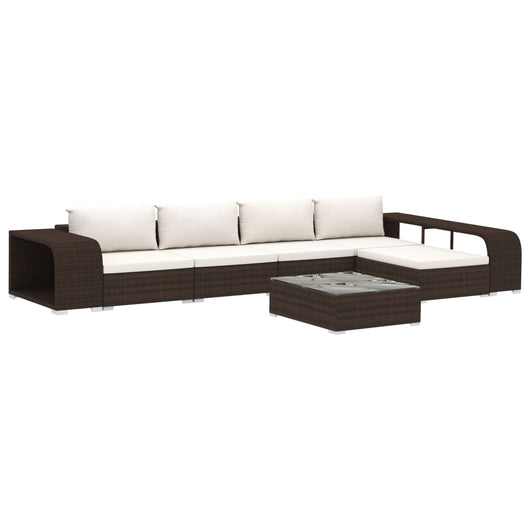 Set Divani da Giardino 8 pz con Cuscini in Polyrattan Marrone 46818