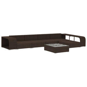 Set Divani da Giardino 8 pz con Cuscini in Polyrattan Marrone 46818