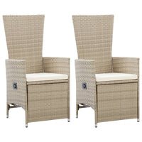 Sedie da Giardino Reclinabili 2 pz con Cuscini Polyrattan Beige cod mxl 8200